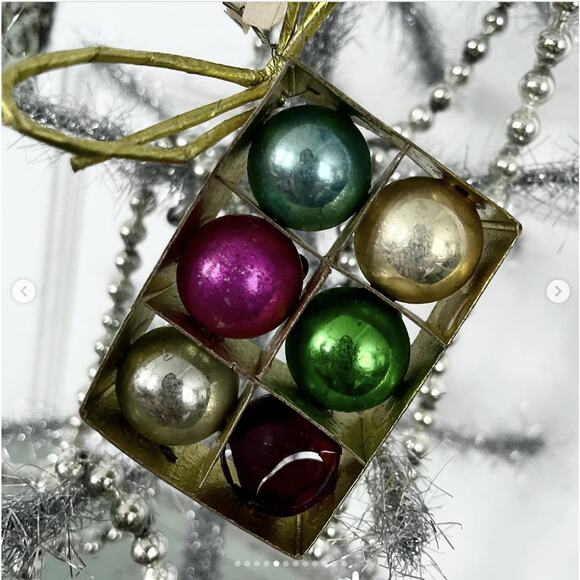 Vintage Miniature Box Glass Balls Ornament Paper Japan Tag SET 6 FLAWS - Picture 5 of 10
